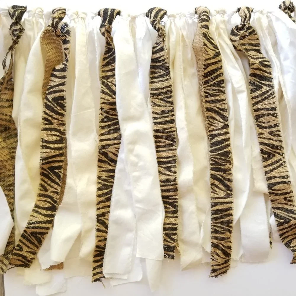 Linen Fabric Banner Wall Hanging | Zebra Burlap | 5'